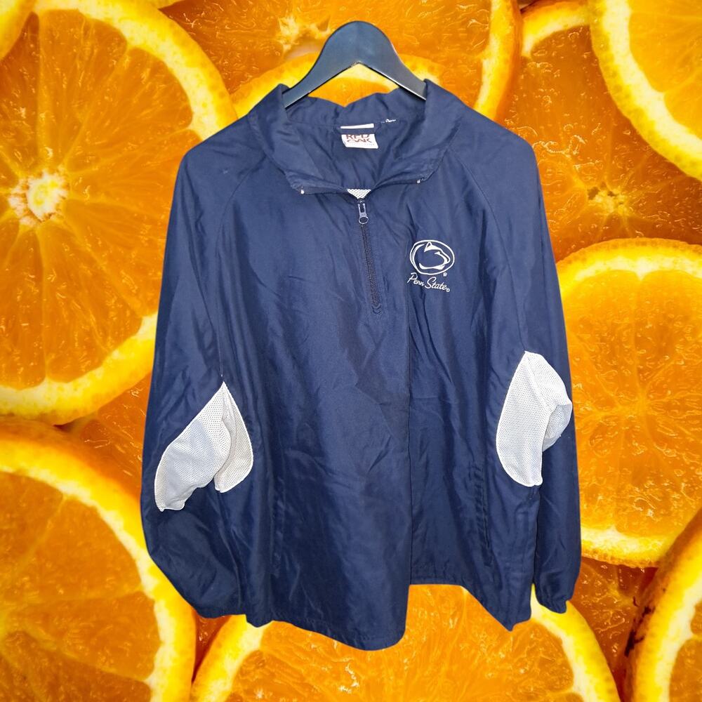 Red Oak Men's Blue Penn State L 1/4 Zip Pull Over Windbreaker Jacket‎ Size